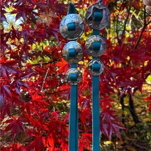 Saddletramp Turquoise Leather stacked Concho earrings.